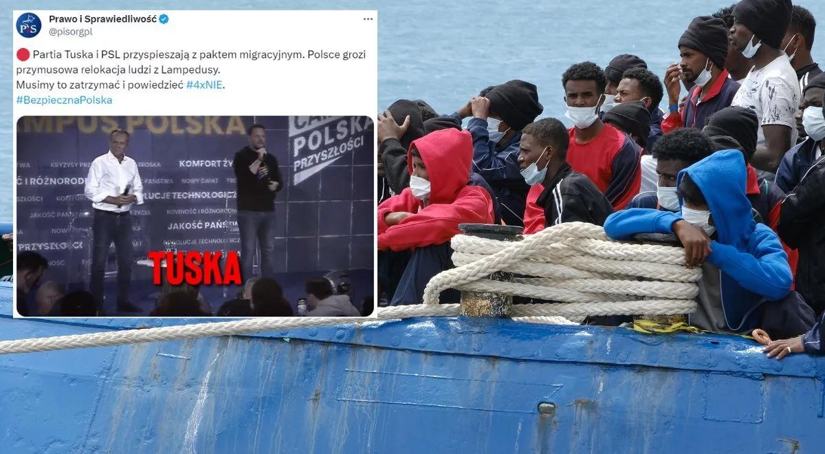 "Grozi nam przymusowa relokacja ludzi z Lampedusy. Partia Tuska i PSL przyspieszają z paktem migracyjnym". Spot PiS