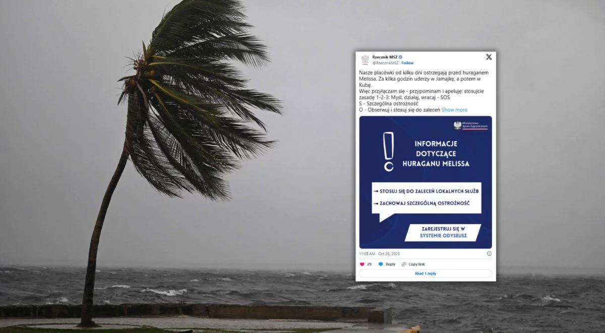 Huragan Melissa. Nowy apel do Polaków. "Stosujcie zasadę 1-2-3"
