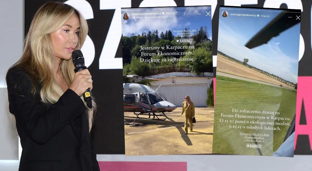 "Hipokryzja bogatych elit". Przetakiewicz poleciała helikopterem na panel o... ekologii. W sieci zawrzało