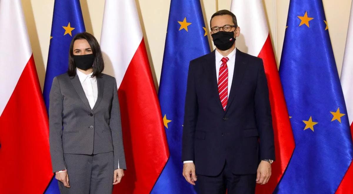 "Będziemy solidarnie wspierać opozycję białoruską". Premier spotkał się ze Swiatłaną Cichanouską