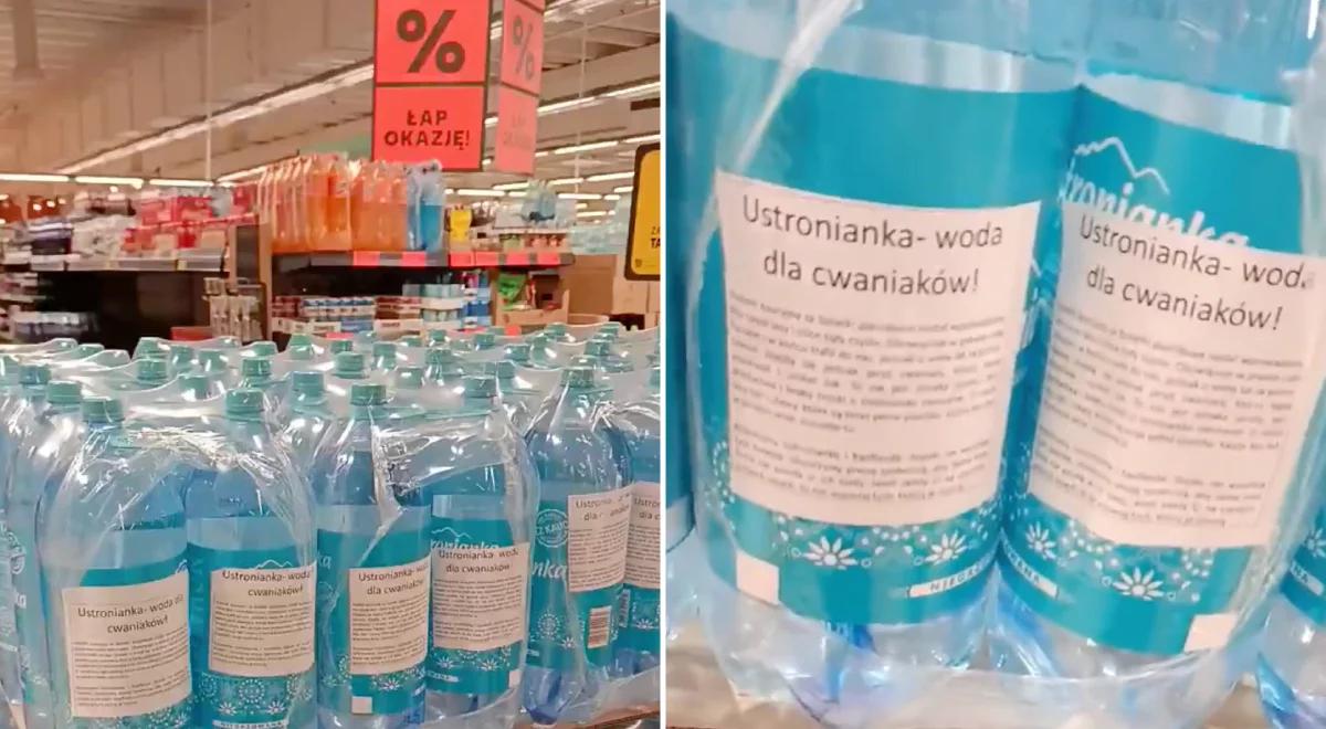 Naklejki na Ustroniance w Kauflandzie. "Woda dla cwaniaków!"