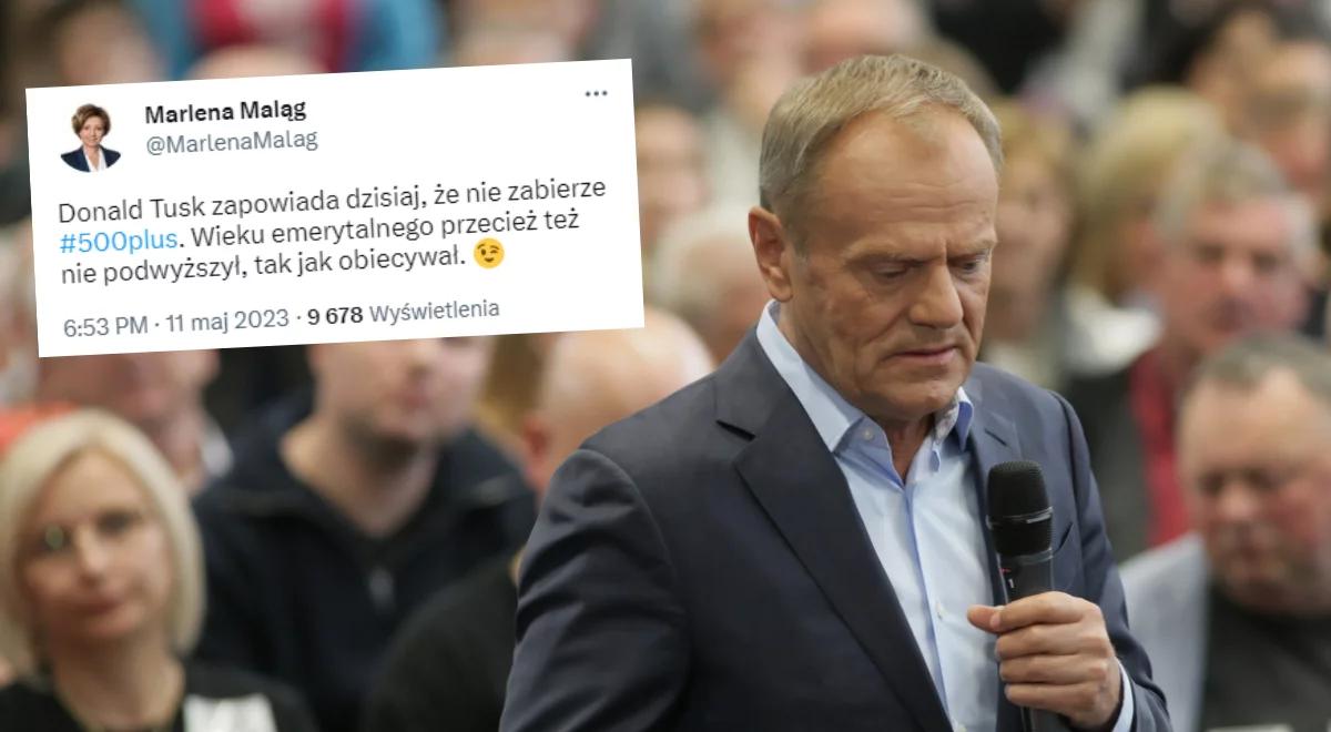 Tusk twierdzi, że nie zabierze 500 plus. Minister Maląg: wieku emerytalnego też miał nie podnosić