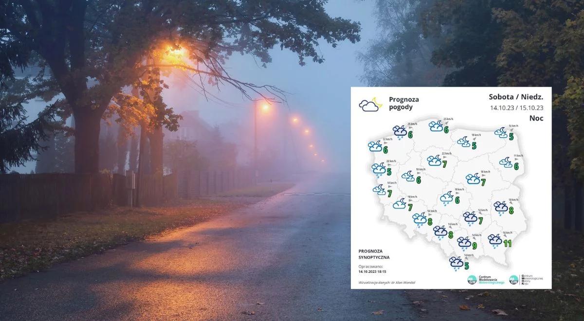 Noc chłodna z przelotnymi opadami deszczu