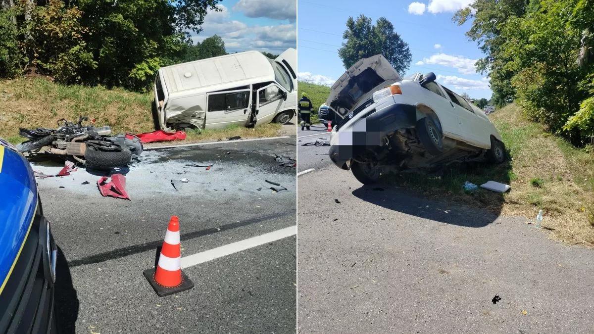 Wypadek w Muntowie. Wjechał motocyklem w busa. Wysłano śmigłowiec LPR