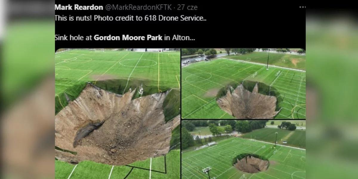 Ziemia zapadła się na boisku piłkarskim. "Jakby wybuchła bomba" [WIDEO]