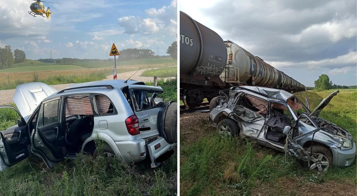 Wołyńce. 19-latek wjechał pod pędzący pociąg. Zmiażdżone auto, lądował śmigłowiec LPR 