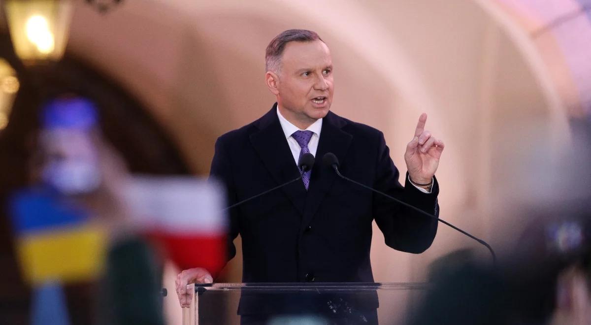 "W godzinie próby podaliśmy rękę braciom w potrzebie". Andrzej Duda podczas wspólnego wystąpienia z prezydentem Ukrainy