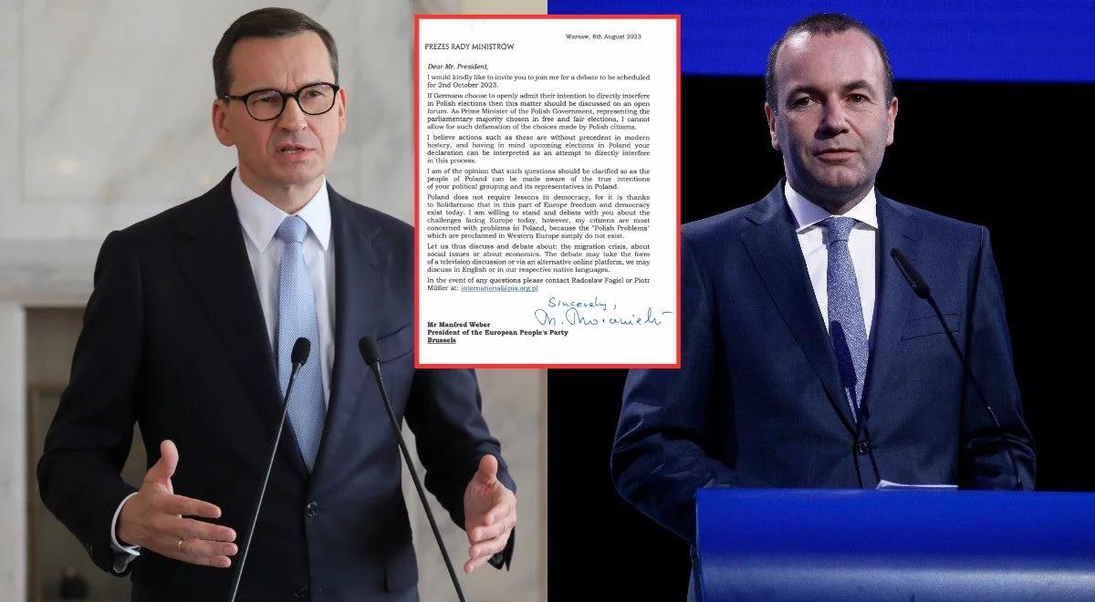 Premier Morawiecki wystosował oficjalne zaproszenie do debaty. Co na to Weber?