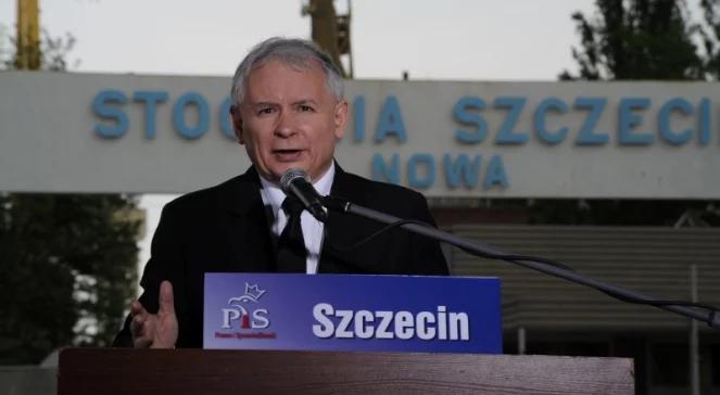 Kaczyński w Szczecinie: Miller i Tusk winni upadku stoczni