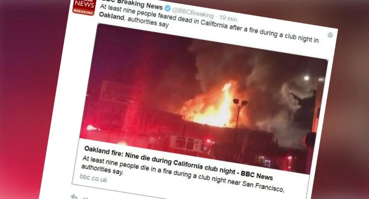 USA: pożar w centrum handlowym w Oakland. Są ofiary, wielu zaginionych