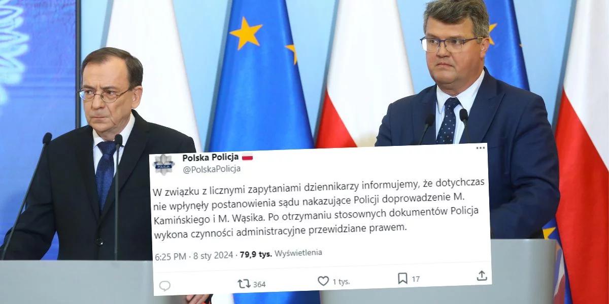 Sprawa Kamińskiego i Wąsika. Policja: nie wpłynęły postanowienia sądu ws. doprowadzenia