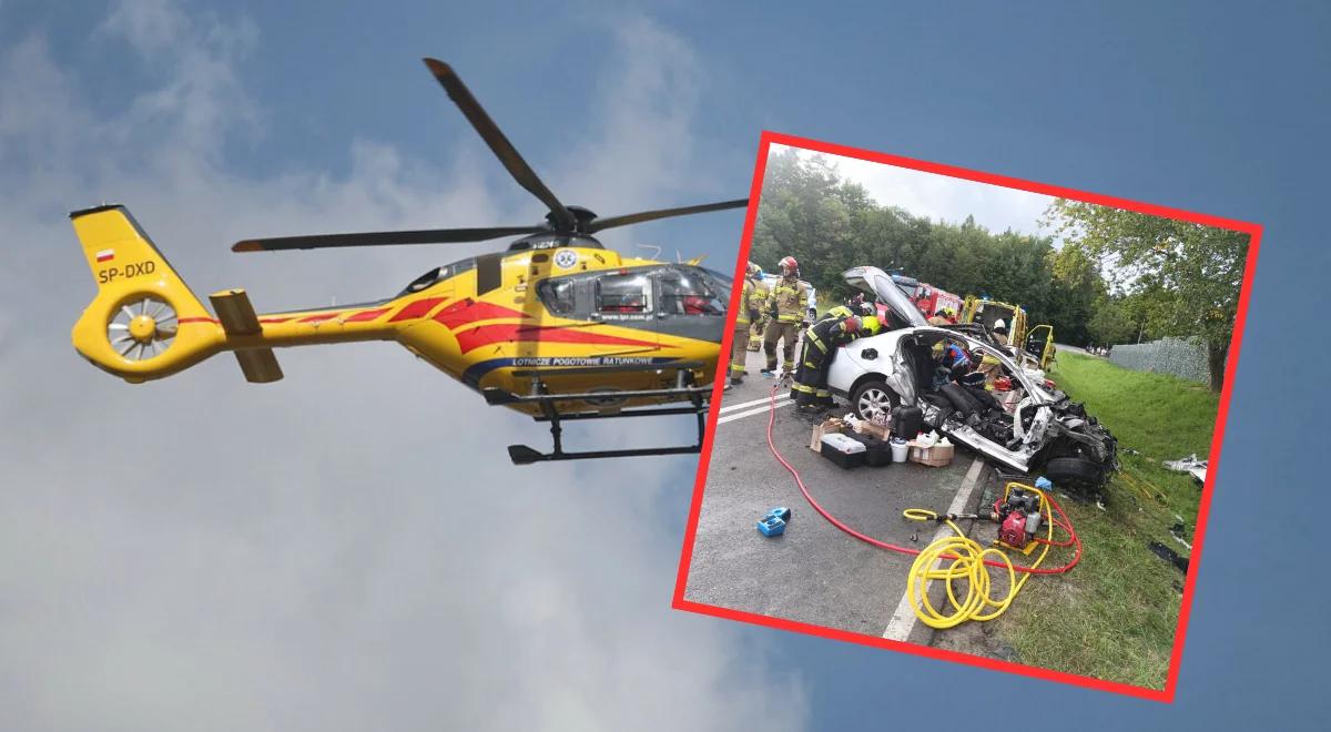 Dywity. Wypadek na drodze krajowej. Zmiażdżone auto, pasażerowie w szpitalu