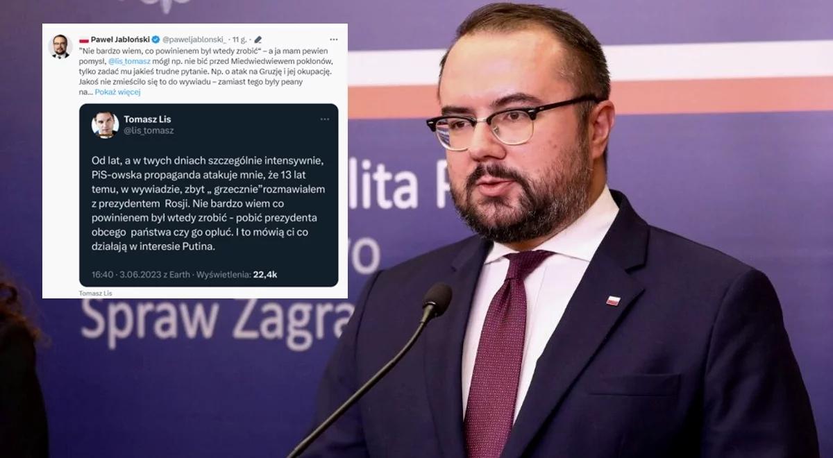 "Wystarczyło nie bić pokłonów przed Miedwiedwiewem". Wiceszef MSZ odpowiada Tomaszowi Lisowi