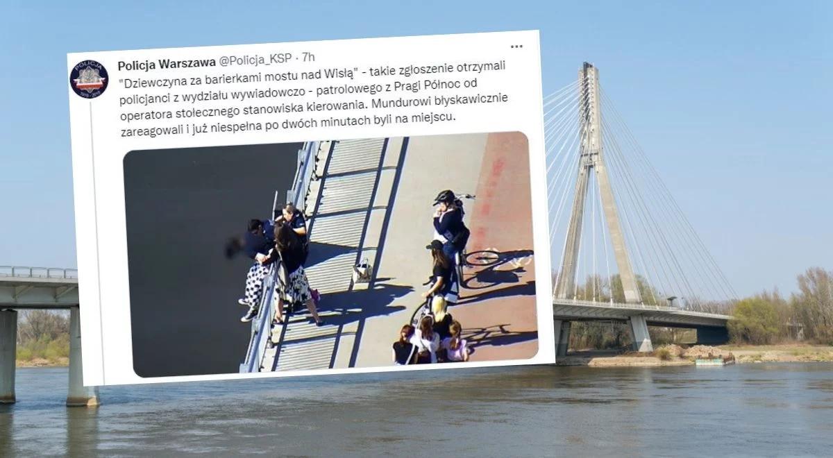 "Dziewczyna za barierkami mostu nad Wisłą". Sekundy od śmierci. Zobacz nagranie