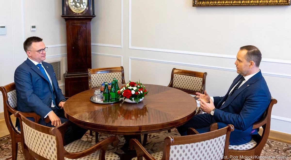 Karol Nawrocki w Sejmie. Spotkał się z Szymonem Hołownią