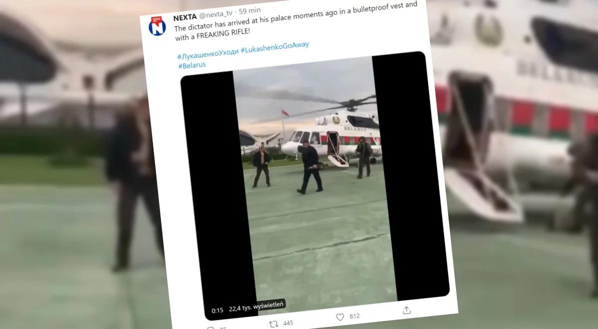 Z karabinem i w kamizelce kuloodpornej. Rządowe media pokazały przylot Łukaszenki do rezydencji