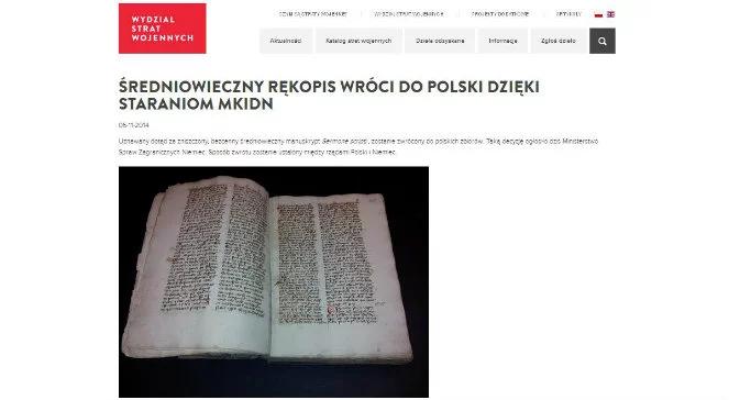 Polska odzyskała bezcenny średniowieczny rękopis. Rosjanie go wywieźli