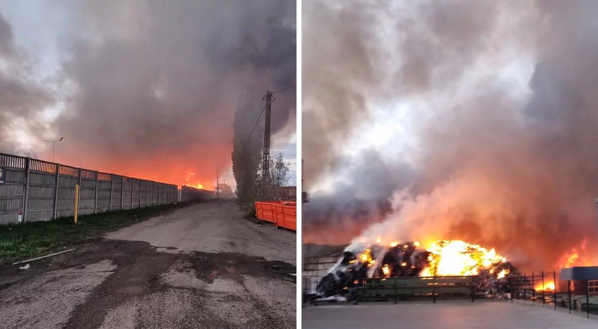 Wielki pożar w Piotrkowie Trybunalskim. Na miejscu ciężki sprzęt, problemy strażaków