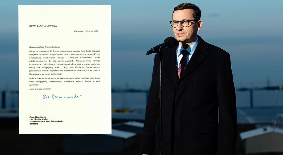 Premier domaga się pilnego posiedzenia RE. Ostro komentuje decyzję Putina. "To akt agresji przeciwko Ukrainie"