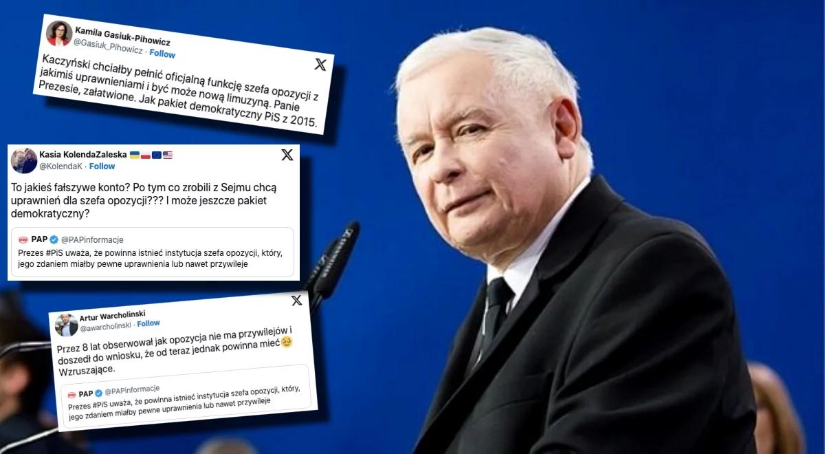 Jarosław Kaczyński o "instytucji szefa opozycji". Wypowiedzią manipulują m.in. Lis i Gasiuk-Pihowicz