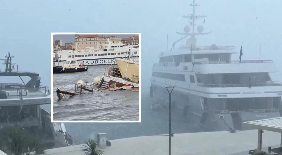 Split sparaliżowany po burzy. Prom zatopił statek w porcie