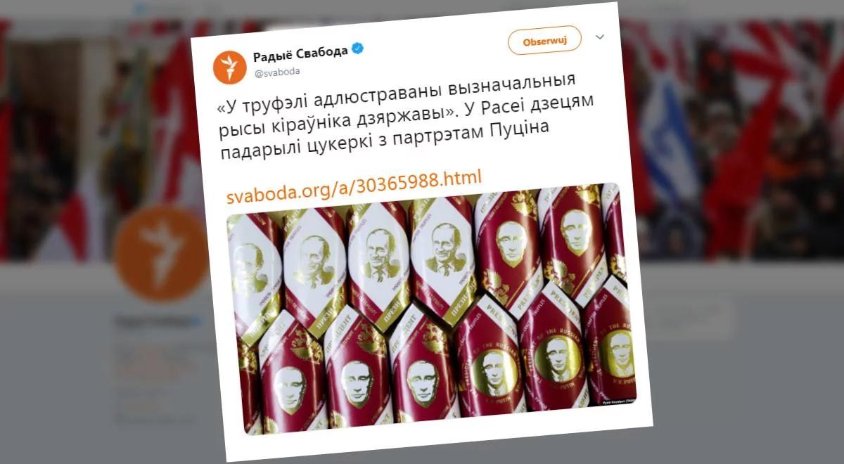 Portret Putina i wódka w cukierkach. Nietypowy prezent dla dzieci