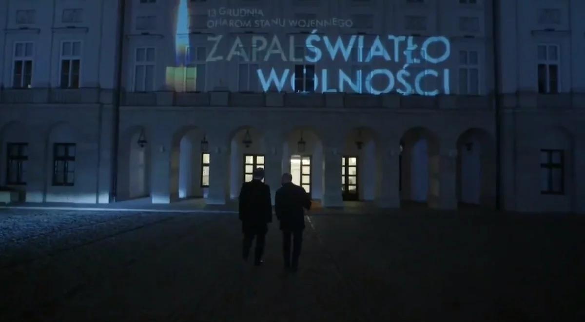 Światło Wolności na fasadzie Pałacu Prezydenckiego. Iluminacja w hołdzie ofiarom stanu wojennego