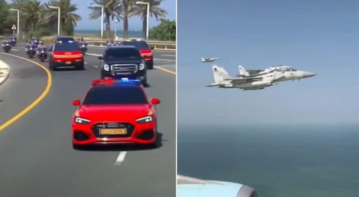Cybertrucki przy Bestii i F-15 przy Air Force One. Tak witano Trumpa w Katarze