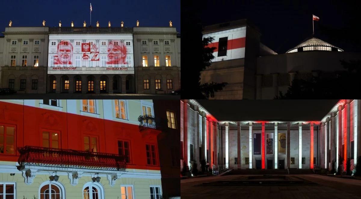 #LightForBelarus. Iluminacje w geście solidarności z Polakami mieszkającymi na Białorusi i Białorusinami rozświetliły Polskę