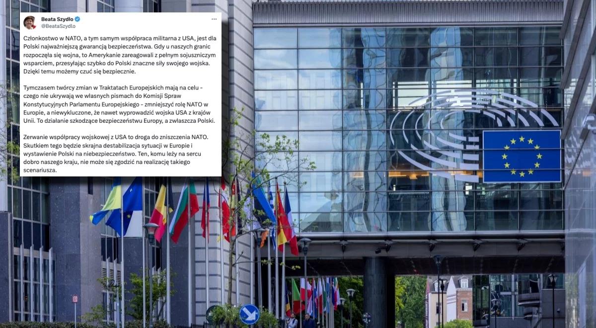 "Chodzi o zmniejszenie roli NATO w Europie". Beata Szydło o zmianach w traktatach europejskich