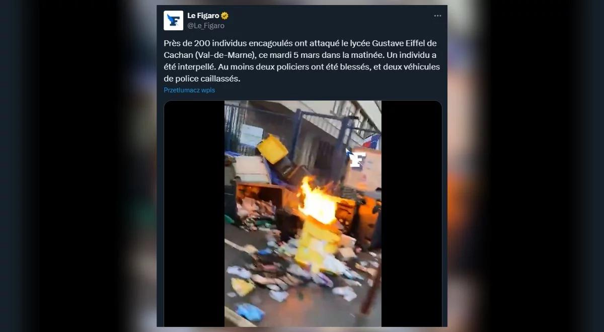 Francja. Setki zakapturzonych osób zaatakowało szkolę koktajlami Mołotowa