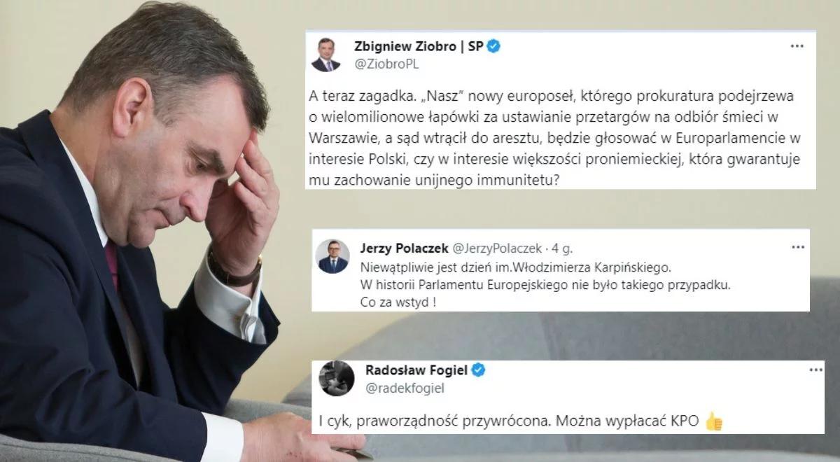 Z aresztu do europarlamentu. Politycy PiS o Karpińskim: to dzień wolności dla aferzystów drużyny Tuska