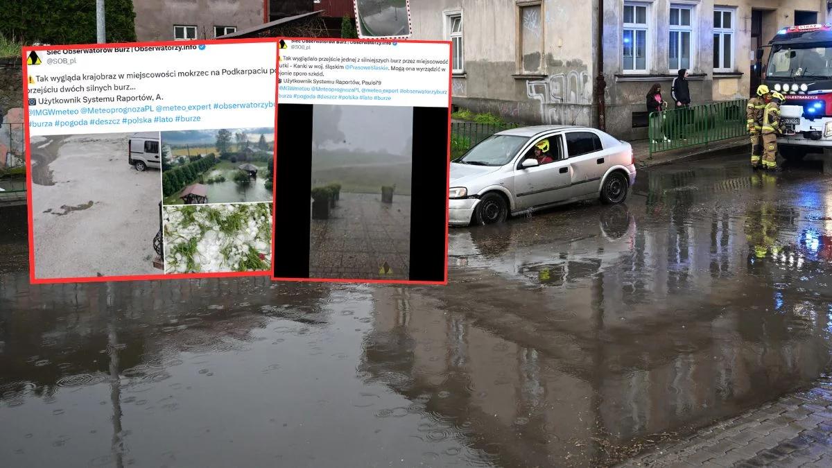 Grad wielkości piłek pingpongowych, zrobiło się biało. Podtopienia i zalania