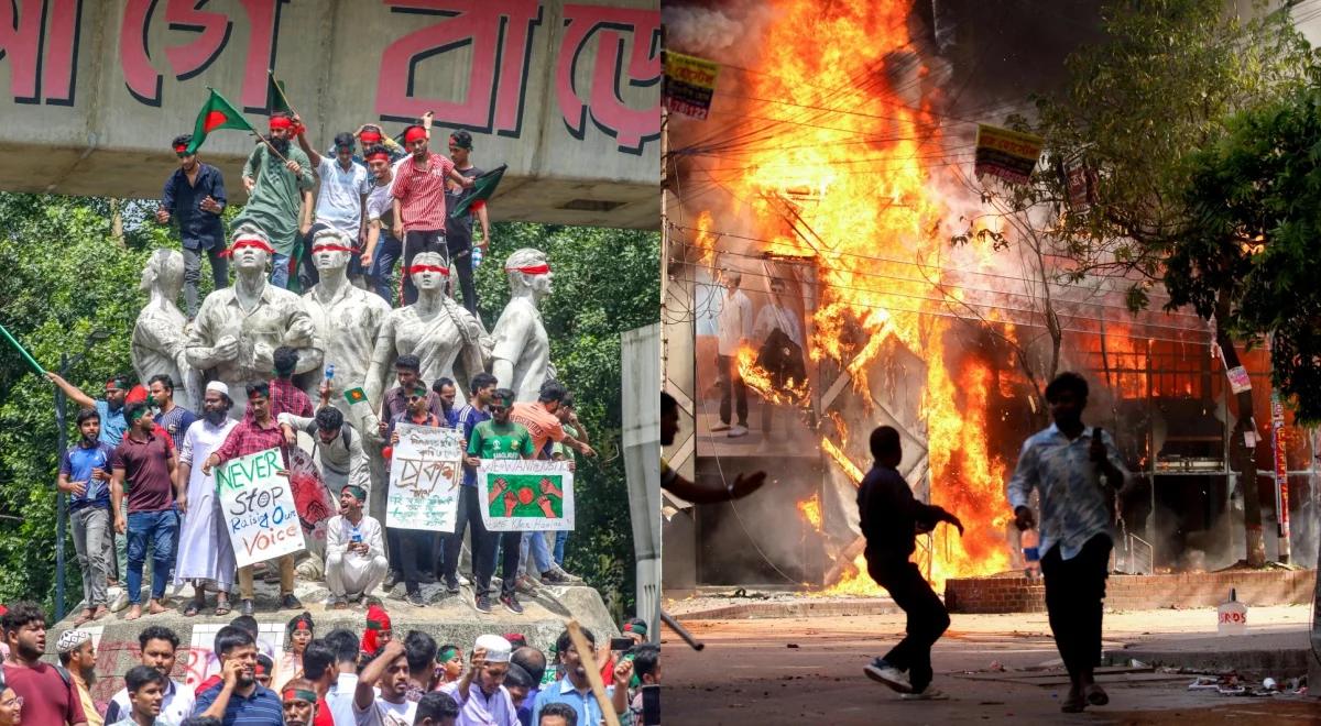 Demonstranci szturmują pałac, premierka ucieka i rezygnuje. Szokujące sceny w Bangladeszu