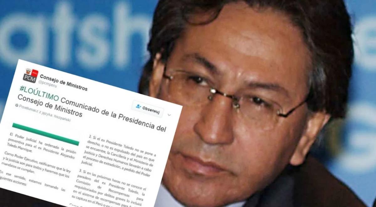 Peru: 30.000 dolarów za schwytanie byłego prezydenta Alejandro Toledo