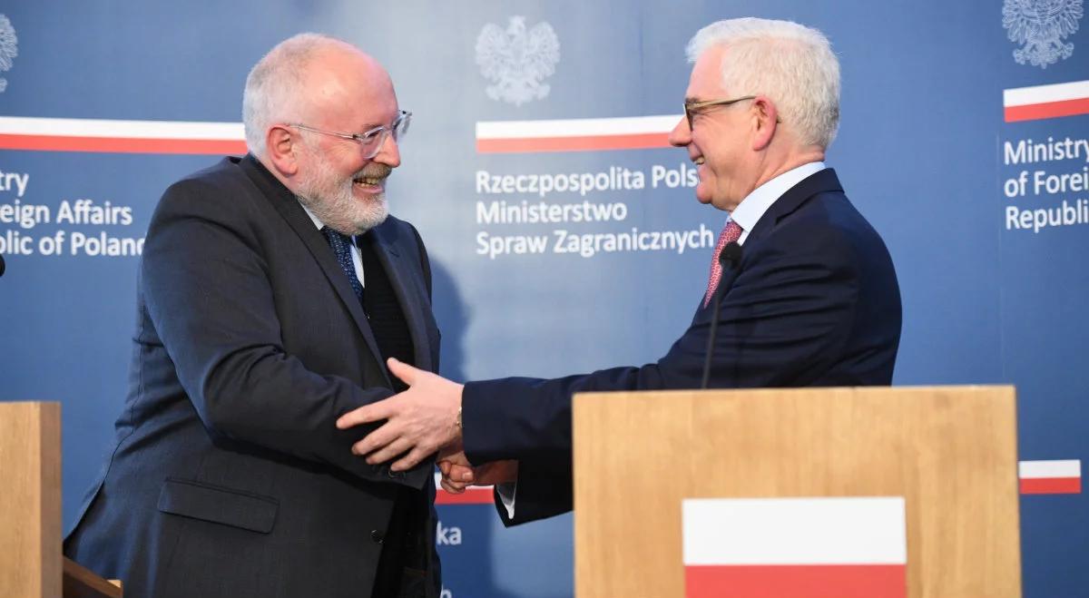 Szef MSZ i Timmermans: Polska i KE dążą do znalezienia kompromisu i zamknięcia sprawy art. 7 