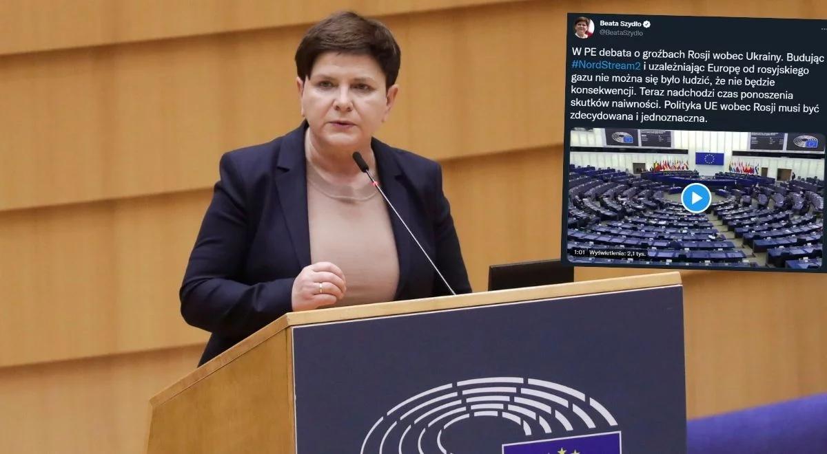 Beata Szydło z mocnym przekazem w PE. "Putin wykorzystuje bezwzględnie słabości, naiwność"