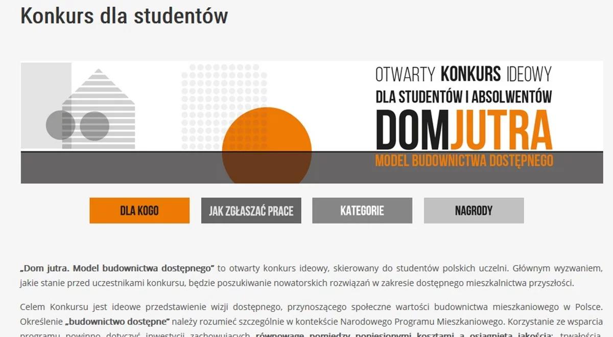 Mieszkanie Plus: jest konkurs dla studentów "Dom jutra. Model budownictwa dostępnego"