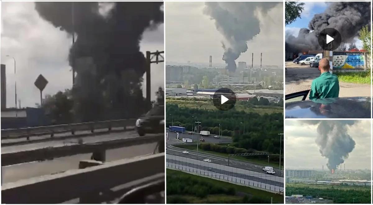 Płonie baza paliwowa w Petersburgu. Olbrzymi słup czarnego dymu nad miastem