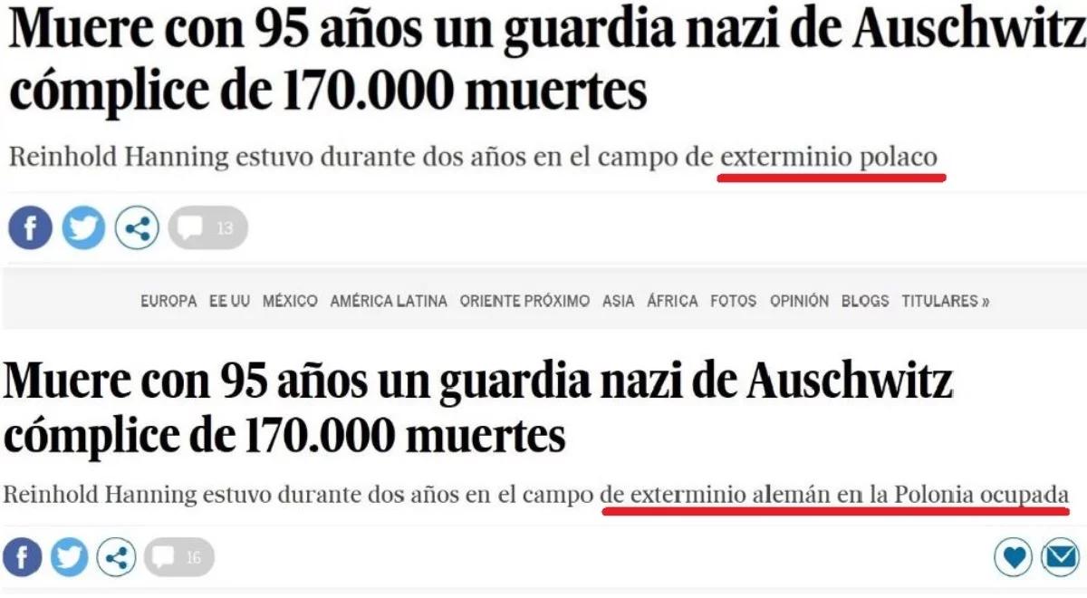W "El Pais" sformułowanie “polski obóz zagłady”. Skuteczna interwencja Ambasady RP