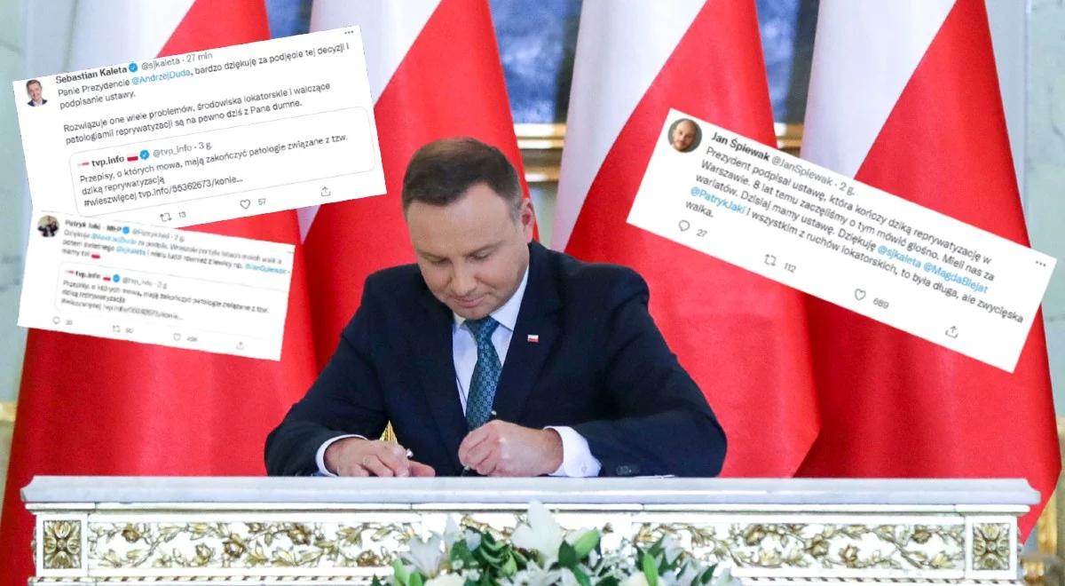 "Tysiące ludzi może odetchnąć w spokoju". Politycy dziękują prezydentowi za podpis przy nowelizacji k.p.a.