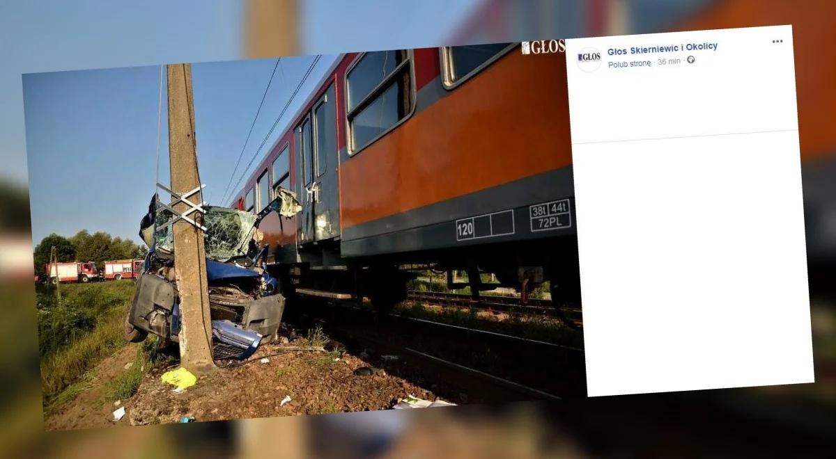 Łódzkie: pięć osób poszkodowanych w zderzeniu busa z pociągiem