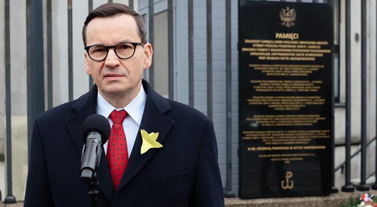 Premier Morawiecki: symbolem powstania w getcie są dwie flagi - polska i żydowska