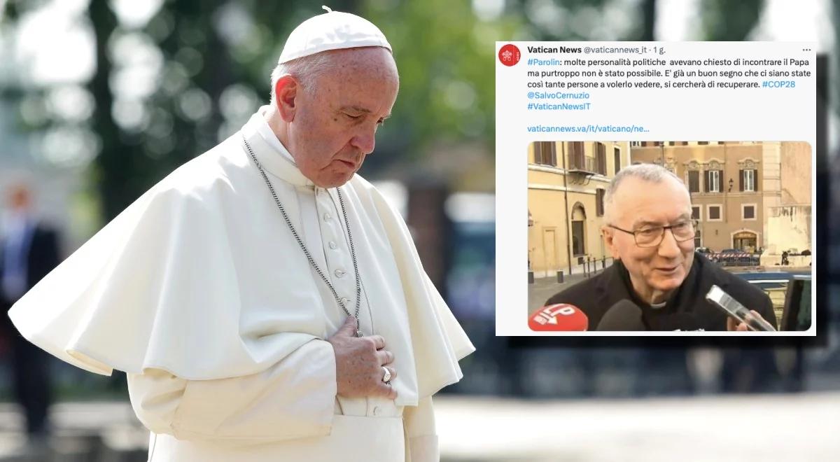 "Chcemy uniknąć ryzyka pogorszenia stanu zdrowia". Kard. Parolin o odwołanej wizycie papieża w Dubaju