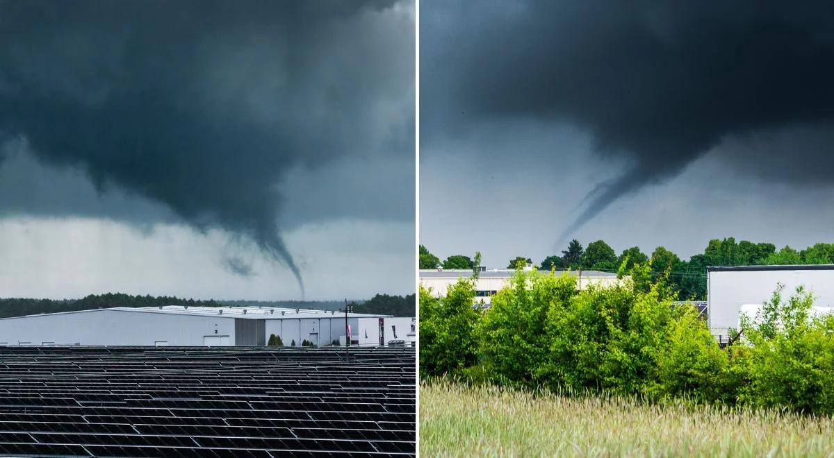 Trąba powietrzna w Wielkopolsce. Dwa leje kondensacyjne jeden po drugim