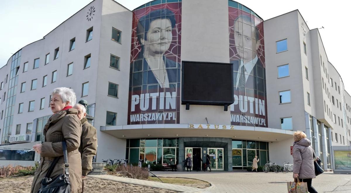 Gorący konflikt w Warszawie: porównują Hannę Gronkiewicz-Waltz do Władimira Putina. Kontrowersyjny baner
