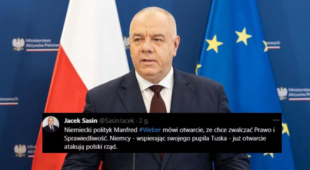 "Niemcy - wspierając swojego pupila Tuska - otwarcie atakują polski rząd". Sasin o słowach Webera