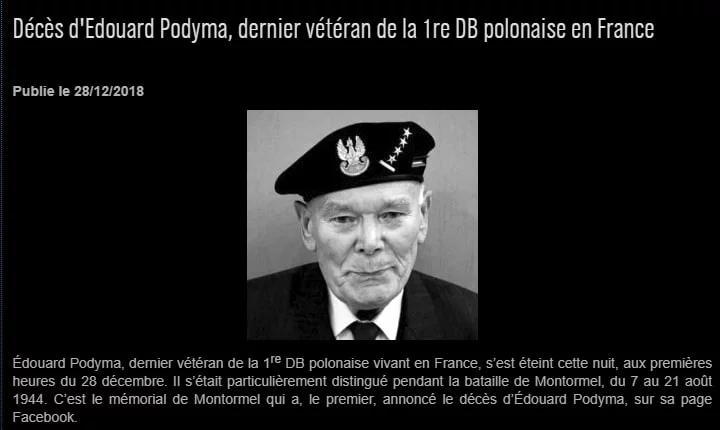 Zmarł major Edward Podyma - weteran 1 Dywizji Pancernej gen. Maczka