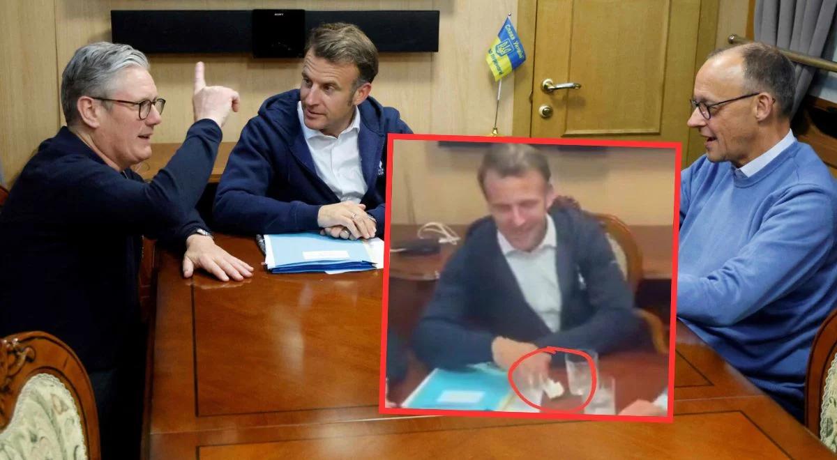 Nietypowe zachowanie Macrona. Nagle schował coś przed dziennikarzami