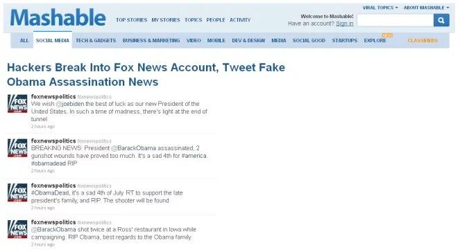 Atak hakerów na Fox News: "był zamach na Obamę"